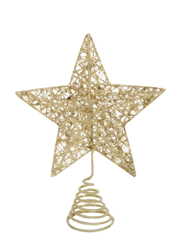 The Mini Gold Glitter Star Tree Topper from Gisela Graham is a compact finishing touch for a festive tree display. Featuring a star shape with a glittery gold finish, it adds sparkle while creating a classic focal point at the top of the tree. Its mini size makes it particularly suited to smaller trees or more compact festive displays.